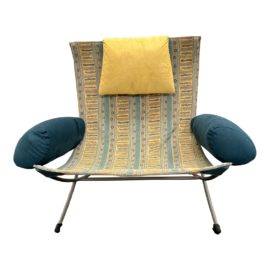 NEW Giorgio Saporiti Il Loft Italy, Postmodern Sling Chair in Batik Print. Original Price: $3,660