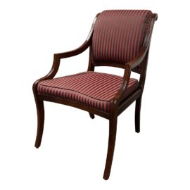 Century Chair Company Striped Mahogany Arm Chair