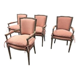 Du Bout Du Monde Dusty Rose Arm Chairs, Set of Four