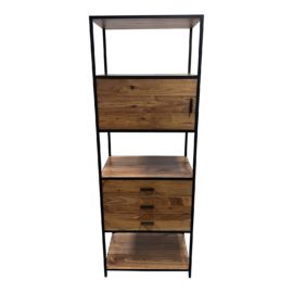 Crate and Barrel Knox Black Trim + Walnut Tall Storage Bookshelf. Original Price: $1,600