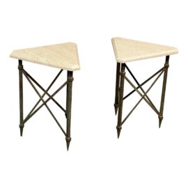 Formations Directoire Style Triangle Side Tables, a Pair