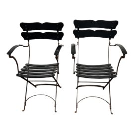 Antique French Garden Chairs, Pair