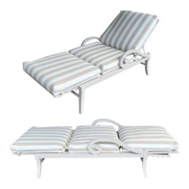 Kreiss Furniture Stripe Chaise Outdoor Loungers, Pair. Original Price: $7,180