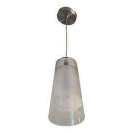 Contemporary Glass + Frosted Band Coned Single Light Pendant