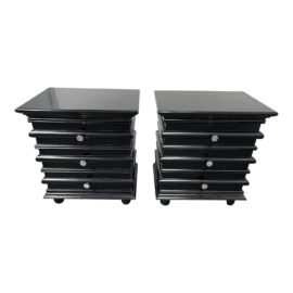 Noir Ascona Side Tables, a Pair. Original Price: $2,690