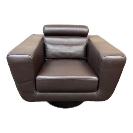 Modern Style Brown Faux Leather Cube Swivel Chair. Original Price: $1,800