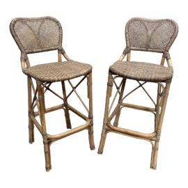 NEW Palecek Rattan Standard Barstools, a Pair. Original Price: $2,116