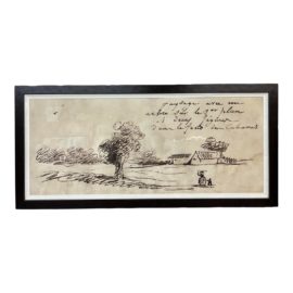 Vintage Landscape Notebook Sketch Print, Framed