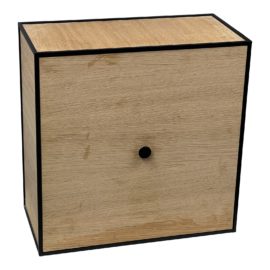 Lassen Smoked Oak Wood Grain Storage Cube. Original Price: $500