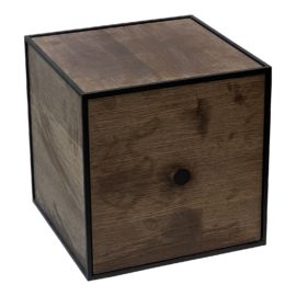 Lassen Smoked Oak Wood Grain Storage Cube. Original Price: $500