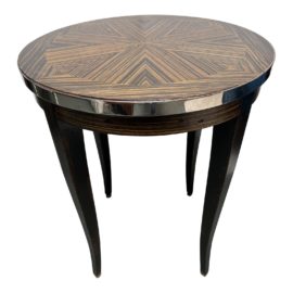 Pace Style Zebrawood + Chrome Side Table