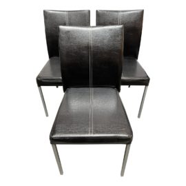 Poundex Contemporary Faux Leather Dining Room Chairs, Set of Three