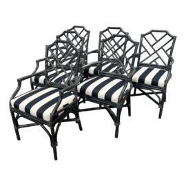 NEW Palecek Pavilion Striped Dining Chairs, Set of Six. Original Price: $11,412