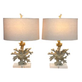 Elk Lighting Faux Coral Table Lamps, a Pair. Original Price: $1,000