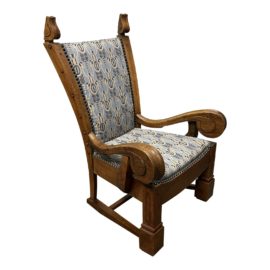 Antique Scandinavian Solid Oak Wing Chair. Original Price $1,900