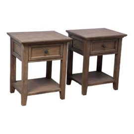 Pottery Barn Hudson Hewn Oak Nightstands, a Pair. Original Price: $1,200