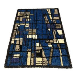 Mid Century Blue City Scape Area Rug - 4′11″ × 6′12″