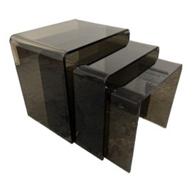 Mid 20th Century Smoked Brown Lucite Nesting Tables