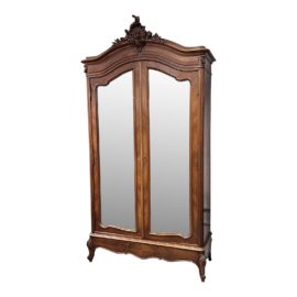 Louis XV Style Double-Door Walnut Armoire, No Key