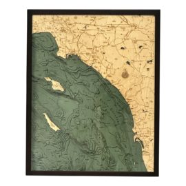 Woodcraft Los Angeles to San Diego Topographical Map Framed. Original Price: $330 (Copy)