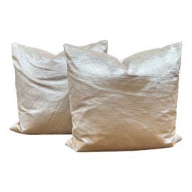 Custom Cream Velvet + Feather Down Pillows, a Pair