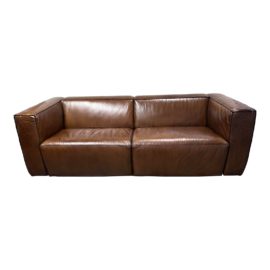 Industry West Buffalo Leather Wayne Sofa. Original Price: $4,000