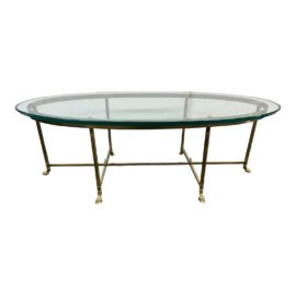 Mid 20th Century LaBarge Style Brass + Glass Coffee Table