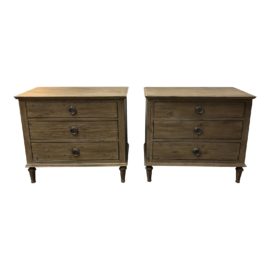 Restoration Hardware Closed Maison Three Drawer Antique Gray Finish Nightstands, a Pair. Original Price: $2,400