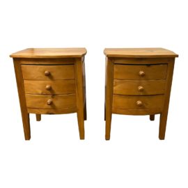 Farmhouse Chic Three Drawer Pine Nightstands, a Pair