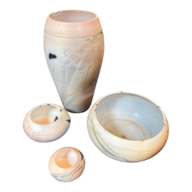 Ruth E. Allan Porcelain Saggar Vessels, a Collection of Four