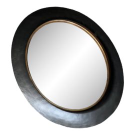 Crate & Barrel Dish Iron + Brass Wall Mirror