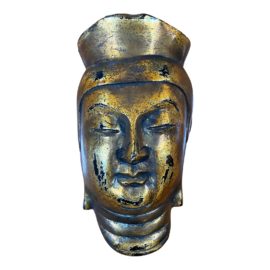 Gilt Finished Wood Japanese Bosatsu Mask