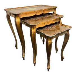 1960s Italian Golden Nesting Tables, Set of Three