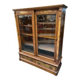 Late 1880's Antique Oak Glass Front Bookcase