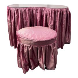 Custom Design Made Vanity Table + Stool in Decadent Silk Taffeta