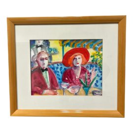 'Sharon 90' Couple in Cafe Painting