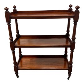 1860 Hideaway House English Mahogany Three Tiered Trolley. Original Price: $6,372