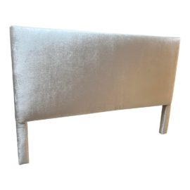 California King Custom Silk Velvet White Headboard. Original Price: $2,000
