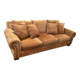 Sunrise Home Custom Buron James High Seas Amber Chenille Sofa. Original Price: $6,000