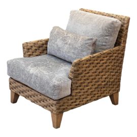 Anamar Upholstered Natural Woven Wicker Arm Chair