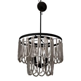 Bella Depot 4-Light Black Finish Distressed White Beaded Chandelier. Original Price: $200