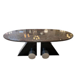 Custom LeavittWeaver Granite + Metal Modern Dining Table. Original Price: $5,000