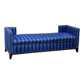 Custom Made Royal + Navy Blue Striped Chaise Lounge