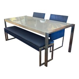 Crate & Barrel Outdoor Dune Table + Bench + 2 Chairs. Original Price: $2,276