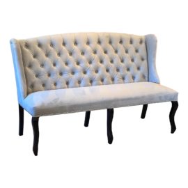 Archer Traditional Banquette in Dove Microfiber Velvet. Original Price: $900