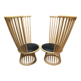 Tom Dixon Fan High Back Chairs, a Pair. Original Price: $5,190