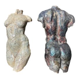 Tebby George Raku Fired Female and Male Bust, a Pair