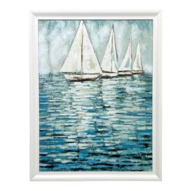 Contemporary Reflecting Four Sailboats Giclee Print