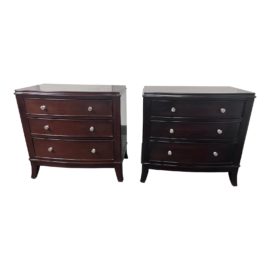 Moderne by Crescent Fine Furniture Mahogany Bedside Tables, a Pair. Original Price: $800