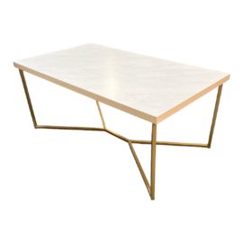 Walker Edison Faux Marble +Brass Finish Coffee Table